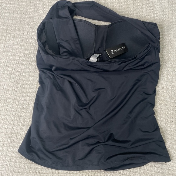 Y2K Tempt Me Ruched Black Halter Tankini Top - Ruched Swimwear BNWT XL - Picture 6 of 9